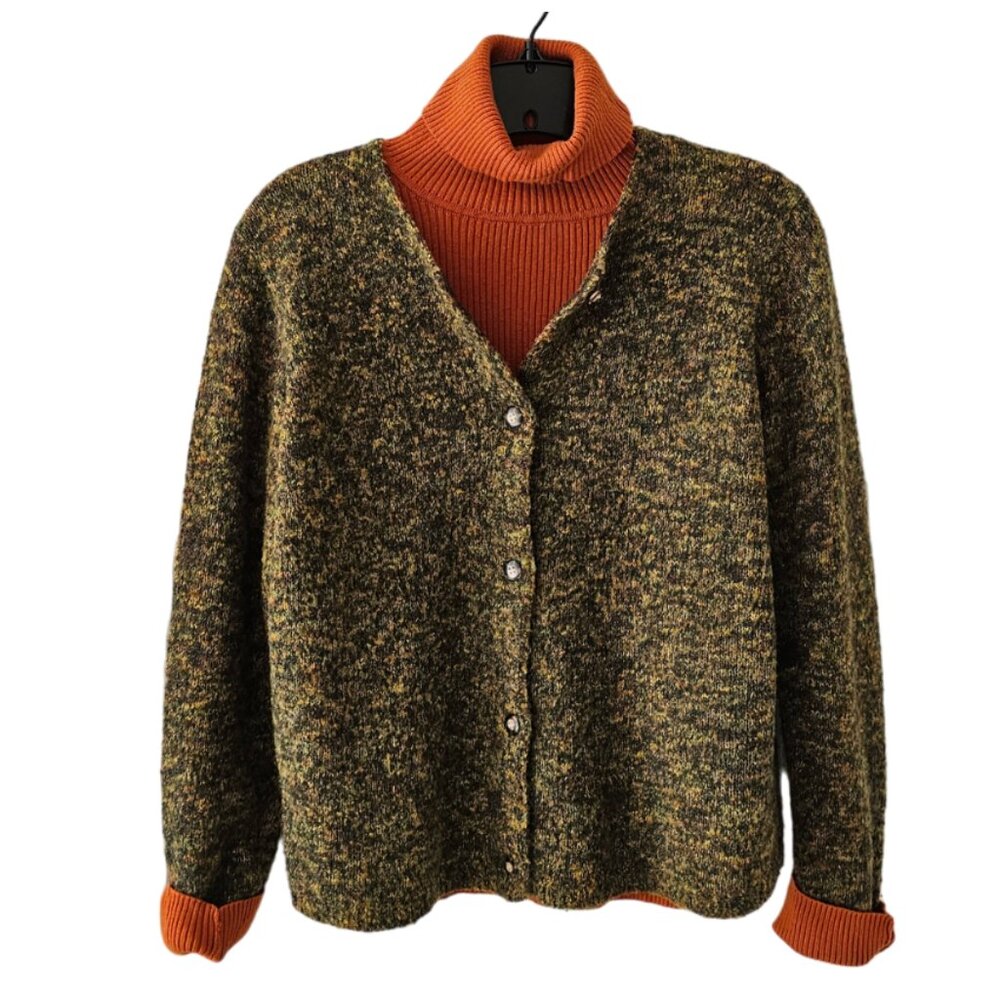 Petite Sophisticate Space Dye Bouclè Wool Acrylic Round Neck Cardigan | EUC | MP - Picture 12 of 14